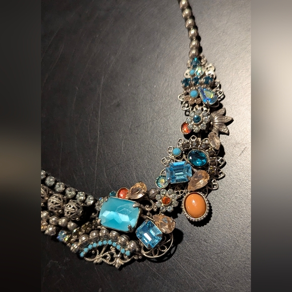 Sorrelli Jewelry - Sorrelli Statement Necklace with Blue and Orange Accents